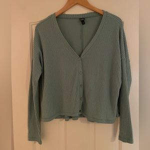 Teal waffle knit sweater